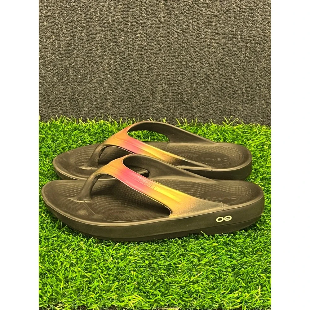 Oofos OOlala Women 10 Black Sunset Ombre Recovery Sandals Flip Flops EU 41